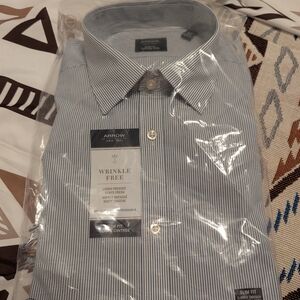 Arrow Men's Blue and White Pinstripe Dress Shirt